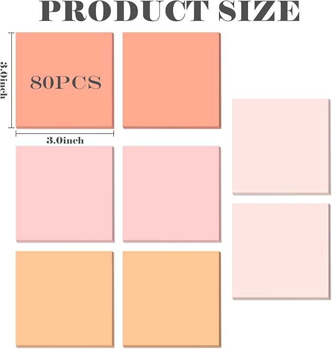 BAYTORY 640 Sheets Pop Paper Up Sticky Notes, 3 x 3 Inches, Self-Sticky Note Pads, Pink Gradient Sticky Pads, Memo Pads for School Office Home Desk Accessories (Pink Series)