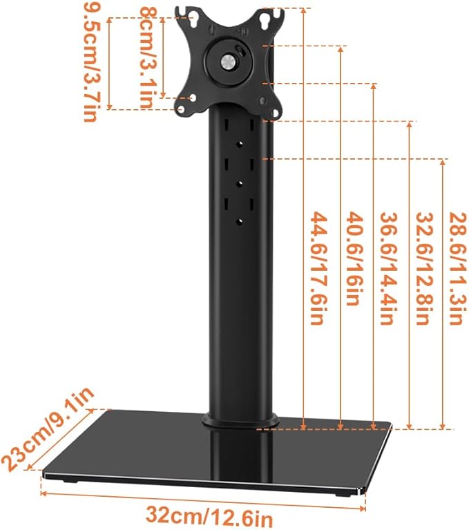 KKTONER Single Computer Monitor Stands Full Motion Swivel Free Standing Desk Vesa Mount for 13 inch to 32 inch Screen Height Adjustable Monitor Mount Vesa 75 * 75mm/100 * 100mm Hold up 77Lbs
