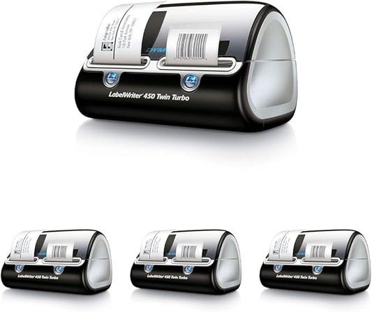 DYMO Label Printer | Label Writer 450 Twin Turbo Direct Thermal Printer Fast Printing Great for Labeling Filing Shipping Mailing Barcodes and More Home & Office Organization (Pack of 4)