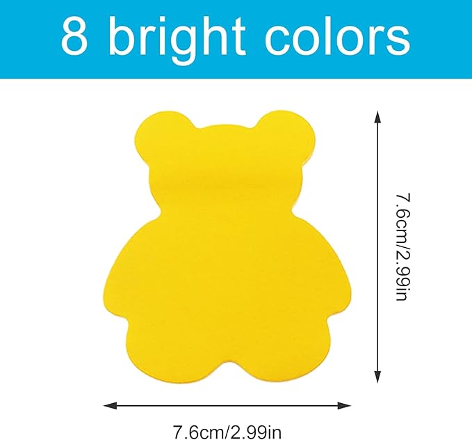 Sticky Notes, 560 Sheets 3 × 3 Inches Bear Shape Self Sticky Notes Pad, Colour Sticky Notes, Bright Colors Self-Stick Pads for Home Office Notebook(8 Color)