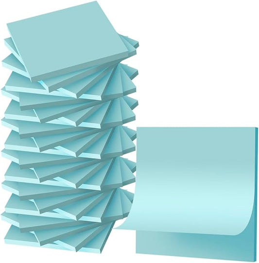 (24 Pads) Sticky Notes 3x3 inch, Self-Stick Pads Bright Colors Sticky Note, Recyclable, Easy to Post for Home, Office, Notebook (Light Blue)