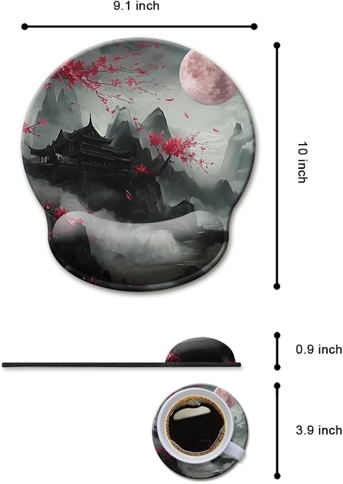 Mouse Pad with Wrist Rest,Ergonomic Mouse Pads Wrist Support for Desk,Large Mousepad for Wireless Mouse Gaming Laptop Work Home Desk Accessories Office Supplies Decor,9 x 10 in,Japanese Cherry Blossom