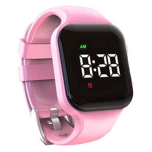Waterproof Vibrating Alarm Watch Rechargeable 15 Alarm Reminder Watch Potty Training Watch with Lock Screen (Pink)