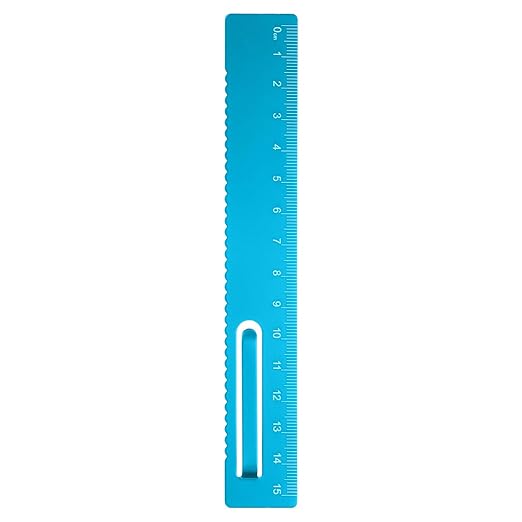 HARFINGTON Straight Ruler 15cm Metric Metal Aluminum Alloy Measuring Bookmark Clip Ruler Scale Tool for Measure Study Reading Classroom Office, Blue