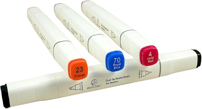 12-Piece Set of Alcohol Dual Tip Markers in Vibrant Primary Colors with Reusable Storage Case Sketch Pen for Coloring Drawing Artist Art Supplies