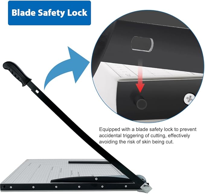Paper Cutter, 18" A3 Stack Paper Trimmer,Heavy Duty Metal Base Paper Slicer with Safety Guard and Blade Lock,Guard Rail Paper Press Tool,12-Sheet Capacity for Standard Cutting of Paper, Photos, Labels