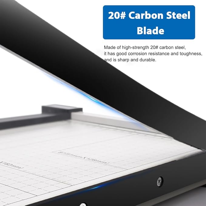 Paper Cutter, 18" A3 Stack Paper Trimmer,Heavy Duty Metal Base Paper Slicer with Safety Guard and Blade Lock,Guard Rail Paper Press Tool,12-Sheet Capacity for Standard Cutting of Paper, Photos, Labels