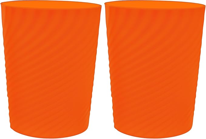 DAJITRE 1.8 Gallon Small Trash Can Wastebasket Recycling Bin Slim Profile for Compact Spaces Bathroom, Office, Bedroom, Kitchen (1.8 Gallon-2pack, Orange)
