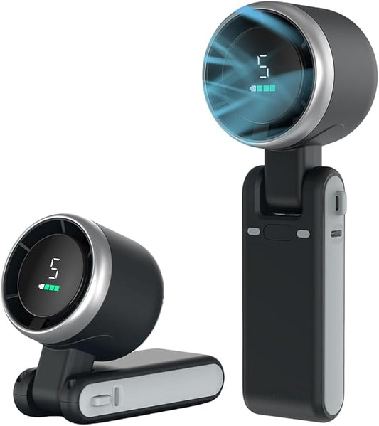 CPHUSA Portable Handheld Turbo Fan, 3 IN 1 Hand Fan with Air Turbo Tech Cooling, Up to 12 Working Hours, Quiet Personal Fans for Outdoor, Travel, Camping & Working (Black)