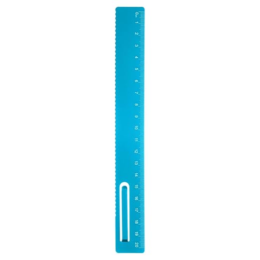 HARFINGTON Straight Ruler 20cm Metric Metal Aluminum Alloy Measuring Bookmark Clip Ruler Scale Tool for Measure Study Reading Classroom Office, Blue