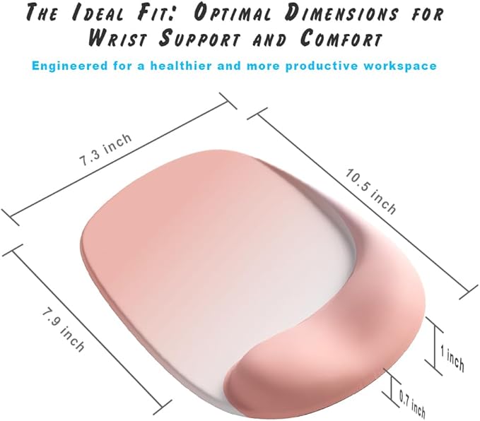 ErgoEase Ergonomic Mouse Pad with Gel Wrist Support - Premium Lycra Fabric, Non-Slip, Ideal for Laptop & Desktop, Office & Gaming，Desk Accessories (06Rose Canyon)