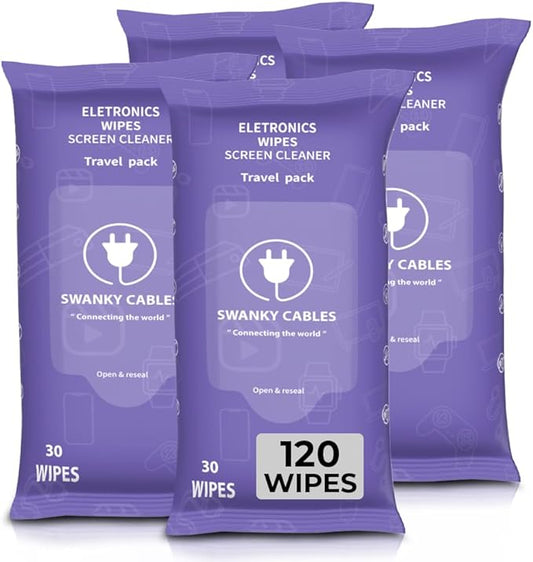 Screen Cleaner Wipes: Electronic Wipes for Screens - Computer Screen Wipes for Lens, Phone, Tv Screen and Monitor Cleaning - Tech Wipes & Microfiber Cloth (Soft Wipes, 120 Count)