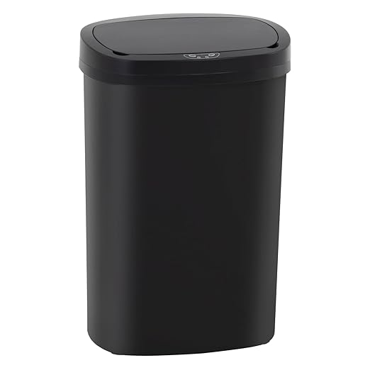 PayLessHere | 13 Gallon Plastic Trash Can | Black | Automatic Touchless Lid with Motion Sensor | Kitchen Garbage Can with Waterproof Design | for Home, Office, Bathroom | Pack of 1