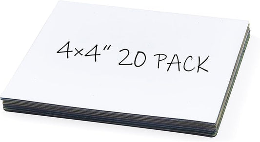 Realth Dry Erase Magnetic Labels White (4'' × 4'' 20 Pcs),Blank Reusable Magnet Stickers, Magnets for Whiteboard, Washable Magnetic Sheets, Magnetic Sticky Notes for Classroom Fridge Office