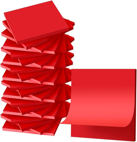 (24 Pads) Sticky Notes 3x3 inch, Self-Stick Pads Bright Colors Sticky Note, Recyclable, Easy to Post for Home, Office, Notebook (Red)