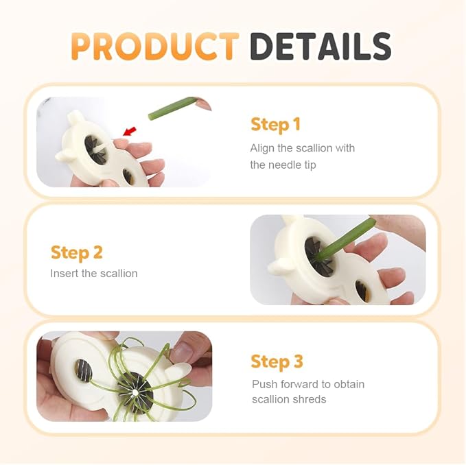 1/2/3pcs Kitchen Scallion Slicer Shredder, 2025 New Shred Silk Knife, Green Onion Shredder, Morning Glory Shape Separator, Shallot Cutter, Kitchen Gadgets (2)