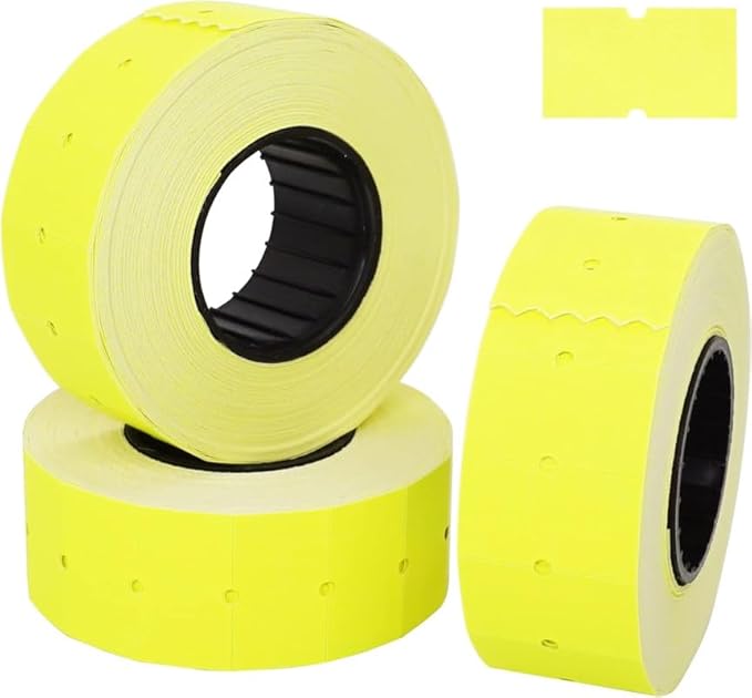 (10 Rolls - 10000 pcs) 0.82" x 0.47" (21 x 12 mm) Yellow Paper Sticker Price Gun Pricemarker Labels MX-5500 (Yellow)