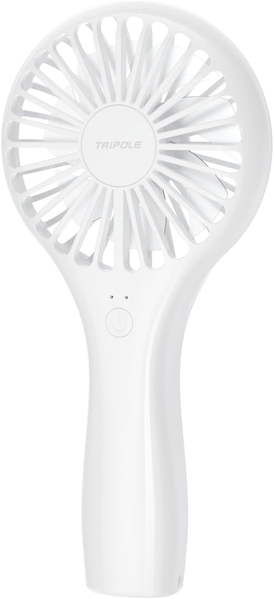TriPole Handheld Mini Fan Battery Operated Small Personal Portable Fan Speed Adjustable USB Rechargeable Fans for Kids Girls Women Men Home Office Indoor Outdoor Travelling, White