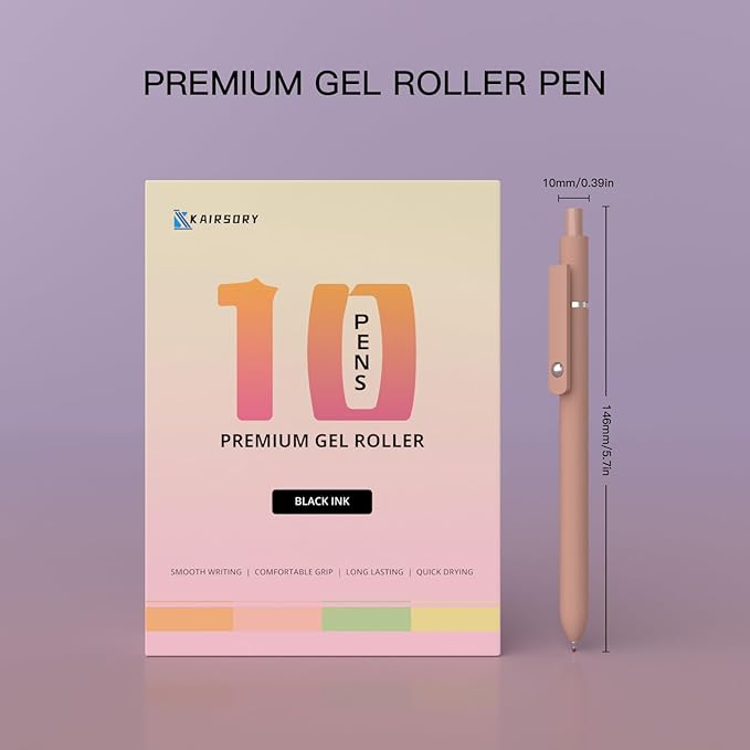 Gel Pens,0.5mm Quick Dry Black Ink Pens Fine Point Smooth Writing Pens, Nurse Aesthetic Cute Pens stationary for women,Pens Ballpoint for School Office Home(10 Pcs Morandi-Black Ink)