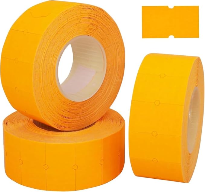 (10 Rolls - 10000 pcs) 0.82" x 0.47" (21 x 12 mm) Orange Paper Sticker Price Gun Pricemarker Labels MX-5500 (Orange)