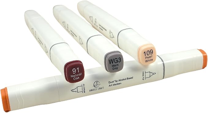 12-Piece Set of Alcohol Dual Tip Markers in Subtle Neutral Colors with Reusable Storage Case Sketch Pen for Coloring Drawing Artist Art Supplies