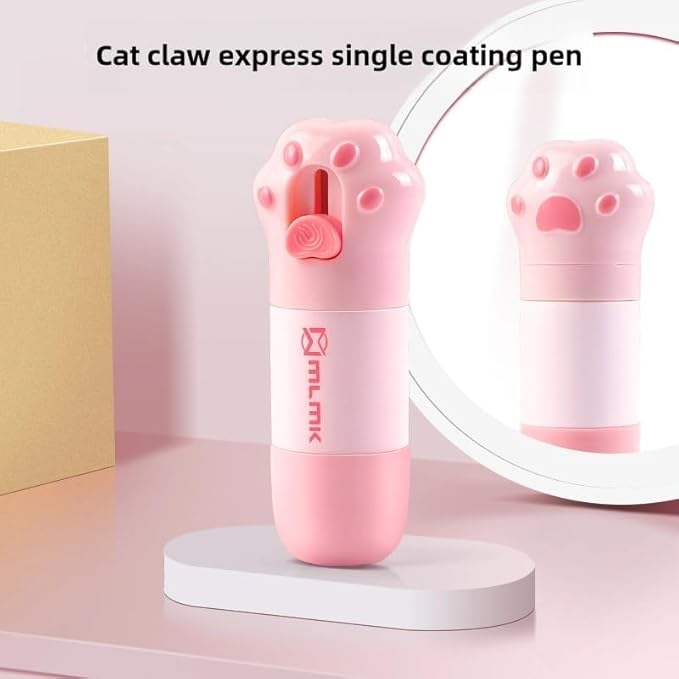 Cute Mini Box Cutter & Thermal Paper Correction Fluid,Identity Theft Protection Roller Stamp, Pink Cat's Paw, 10ML 3Pcs