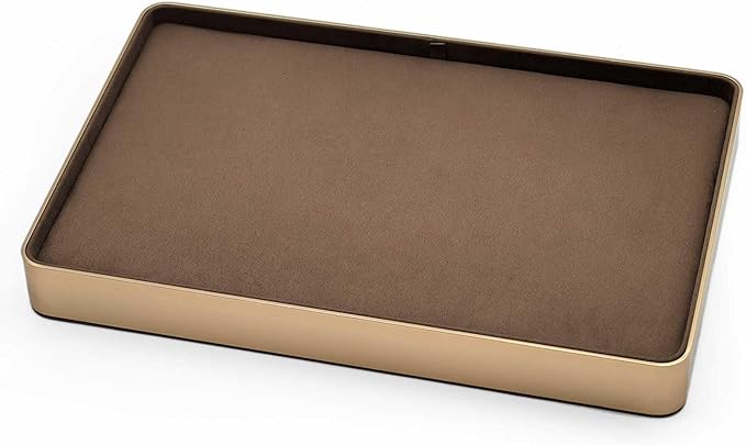 Metal Jewelry Tray, Valet Tray, Bedside Table and Desktop Organizer. It is Stackable and can be Used to Display Watches, Rings, Earrings and Bracelets（Brown）