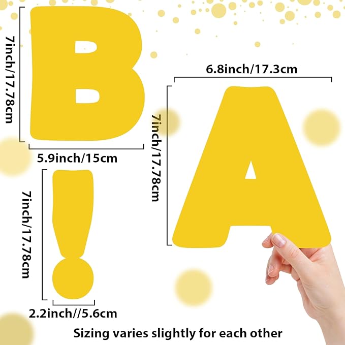 Qyeahkj 150 PCS Large 6" Font Bulletin Board Letters Pure Yellow Punctuation Cutouts Combo Set Letters Border Decoration for Classroom Alphabet Poster Wall Bulletin Board Display Home School Decor