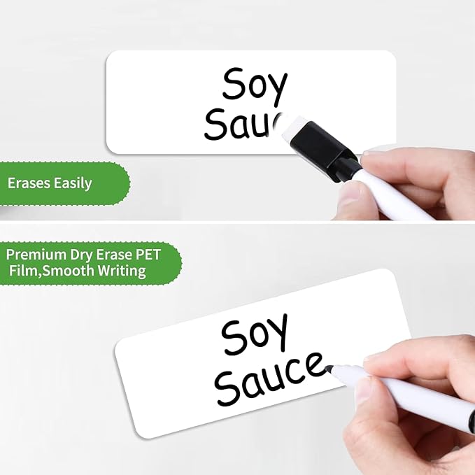 SVNOOC Multi-Use Removable Dry Erase Labels Stickers, White, Reusable Sticky Notes for Kitchen Office School All Purpose Use(1.25 * 3.5 inches White)
