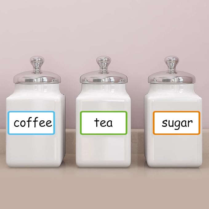 Reusable Dry Erase Labels Sticky Notes for Storage Bins Organizing Jar Pantry, Waterproof Removable Label Stickers for Kitchen Office School All Purpose Use (2 * 4 inches 8 Colors)