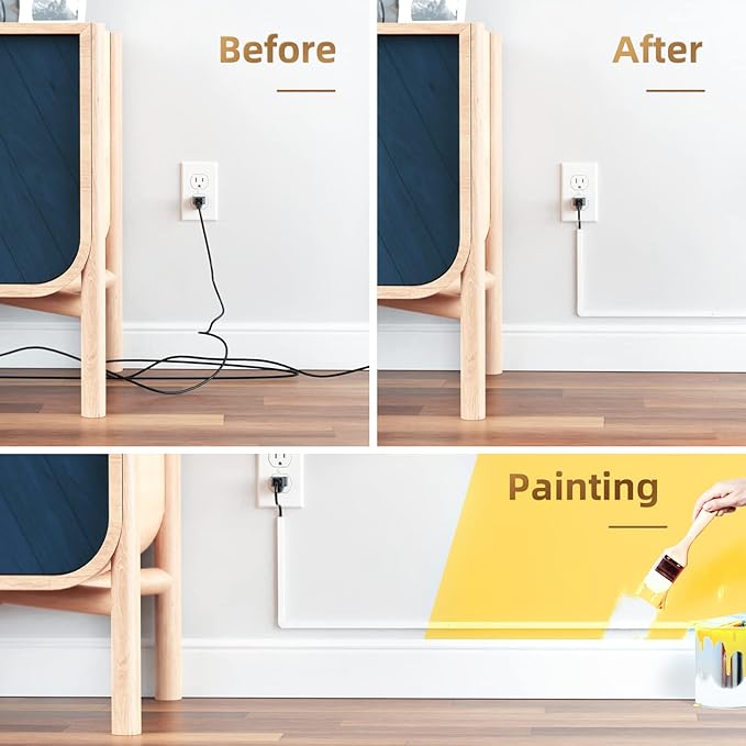 Delamu Cord Hider, 315in Cord Covers for Wires on Wall, One-Cord Cable Hider, Wire Hiders Wire Covers for TV Cords on Wall, Easy Mount Cable Cover Management Kit, 20 x L15.7 W0.59 H0.4in, White