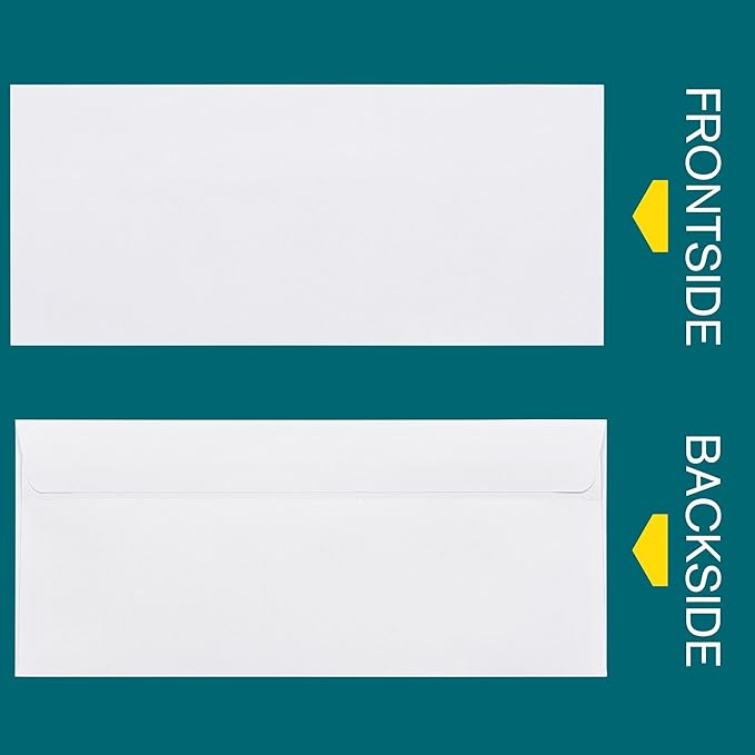 #10 Envelopes Self Seal - 500/pack - 4 1/8 x 9 1/2 inch Letter Size - Business Envelopes #10 Flip & Stick Closure, Security Tinted for Invoices, Statements - Blank White 24lb Paper