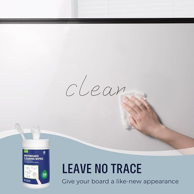 Loukin Whiteboard Cleaning Wipes, Dry Erase Board Cleaning Wipes, Non-toxic White board Wipes, 100 Wipes per Canister