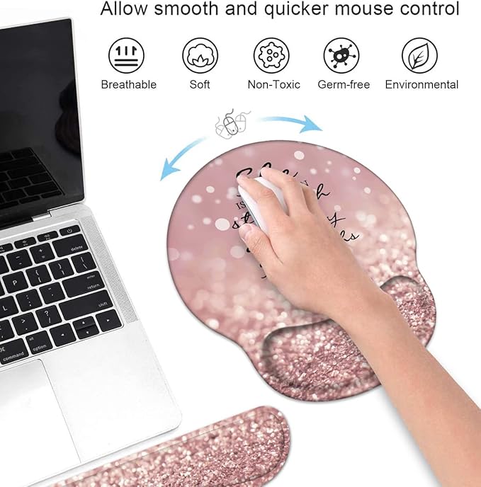 Keyboard Wrist Rest and Mouse Pad Wrist Support Set with Coasters, Bible Verse Proverbs 31:25 Wrist Mouse Pad with Non-Slip PU Base for Home Office Working Studying Easy Typing & Pain Relief