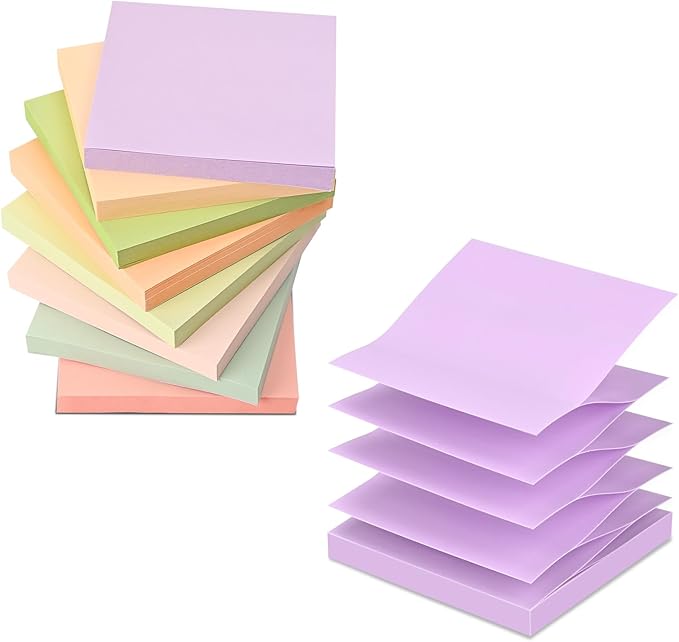 BAYTORY 640 Sheets Pop Paper Up Sticky Notes, 3 x 3 Inches, Morandi Colored Self-Sticky Note Pads, Memo Pads for School Office Home Desk Accessories (Morandi Series)