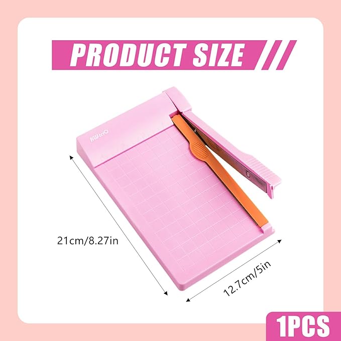 Paper Cutter, Small Paper Trimmer with Safety Guard, Portable Paper Cutter Slider, 5-Sheet Capacity, Guillotine Paper Cutter for Cardstock, Photos, Office, Scrapbooking, School, Studio, Craft