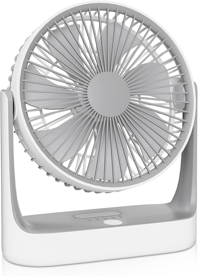 mollie 7'' Small USB Fan Rechargeable, Portable Desk Fan, 4000mah 4-Speed Quie Desktop Fan with Nightlight, for Home Office Bedroom Travel Outdoor Gifts for Women Men, White