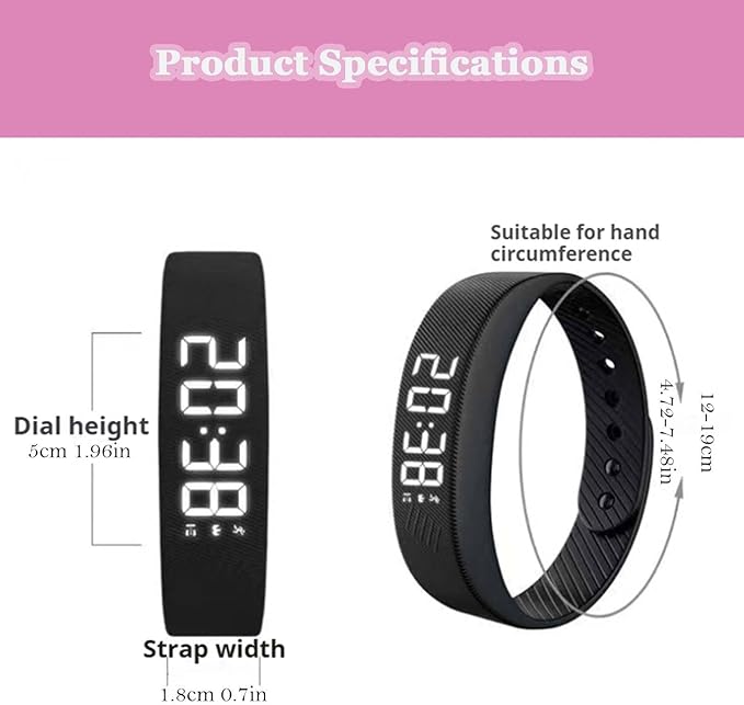 Fitsleeps Alarm Clock Watches Vibrating Alarm Wristband 40-Day Battery Life Silent Wrist Shock Bands for Deepsleepers Elderly (Black)