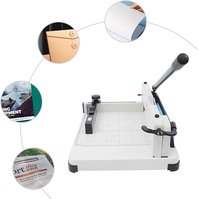 12" Heavy Duty Paper Cutter, 400 Sheet Capacity Guillotine Trimmer for A4, Stack Paper Trimmer with HSS Blade & Double Safety Protection for Office Home School Print Shop