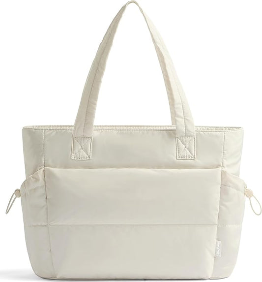 Tote Bag for Women Puffy Work Bags for Women with Zipper Lightweight Quilted Puffer Tote Bag for Travel, Teacher, Nurse