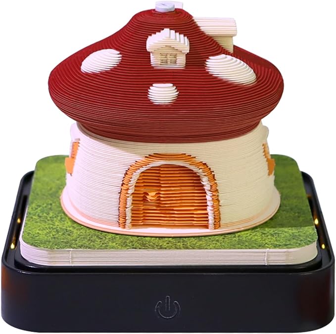 3D Calendar 2026, Timepiece Calendar 2026 with Memo Pad Notepad, Creative Daily Planner Desk Decoration, Tear-Away 3D Artsy Pads, New Year Gift for Home Office (Battery NOT Included) (Mushroom)