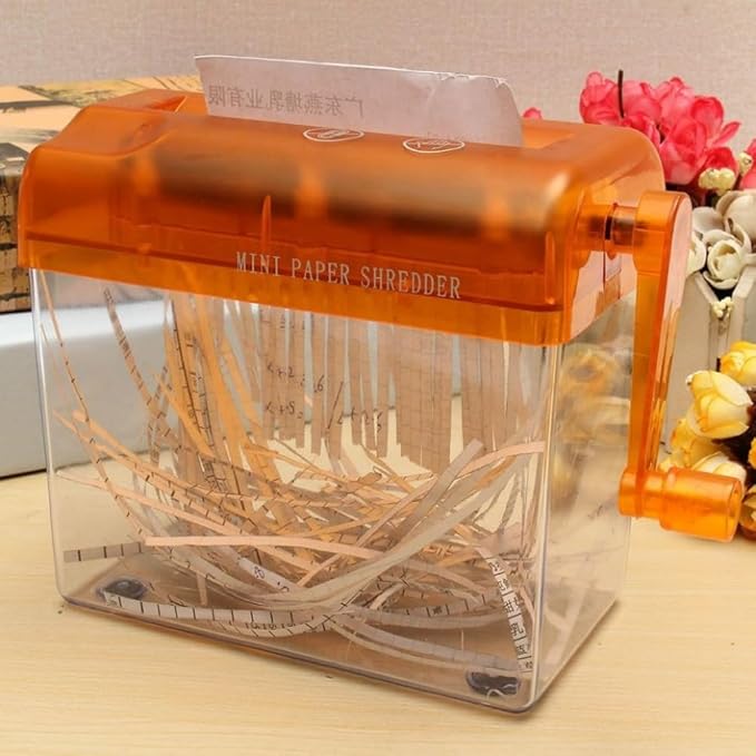 Portable Hand Shredder Yipgou A6 Paper Shredder Manual Paper Shredder Mini Paper Cutting Machine with 1.5L Basket Office School Home Desktop Stationery for Paper Bills Receipts