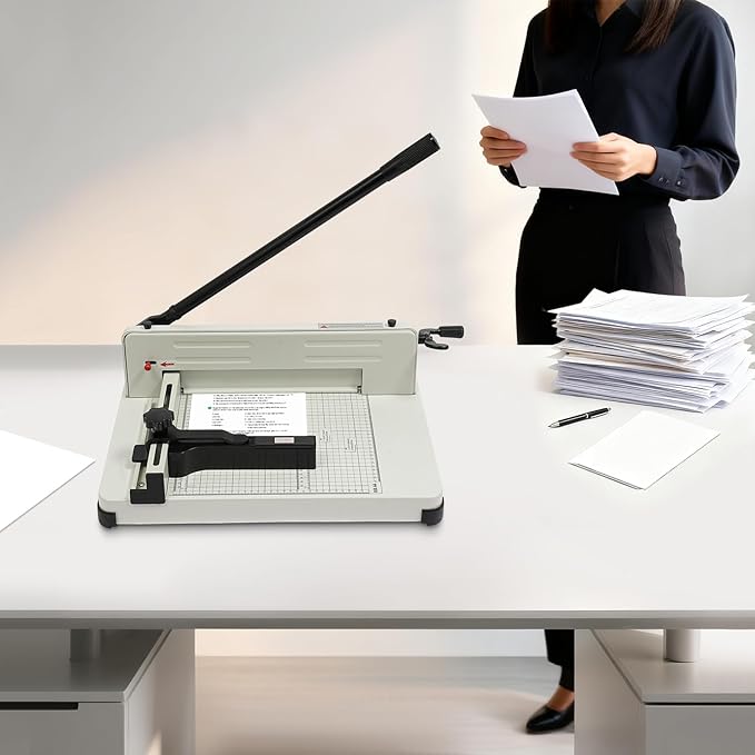 12" Heavy Duty Paper Cutter, 400 Sheet Capacity Guillotine Trimmer for A4, Stack Paper Trimmer with HSS Blade & Double Safety Protection for Office Home School Print Shop