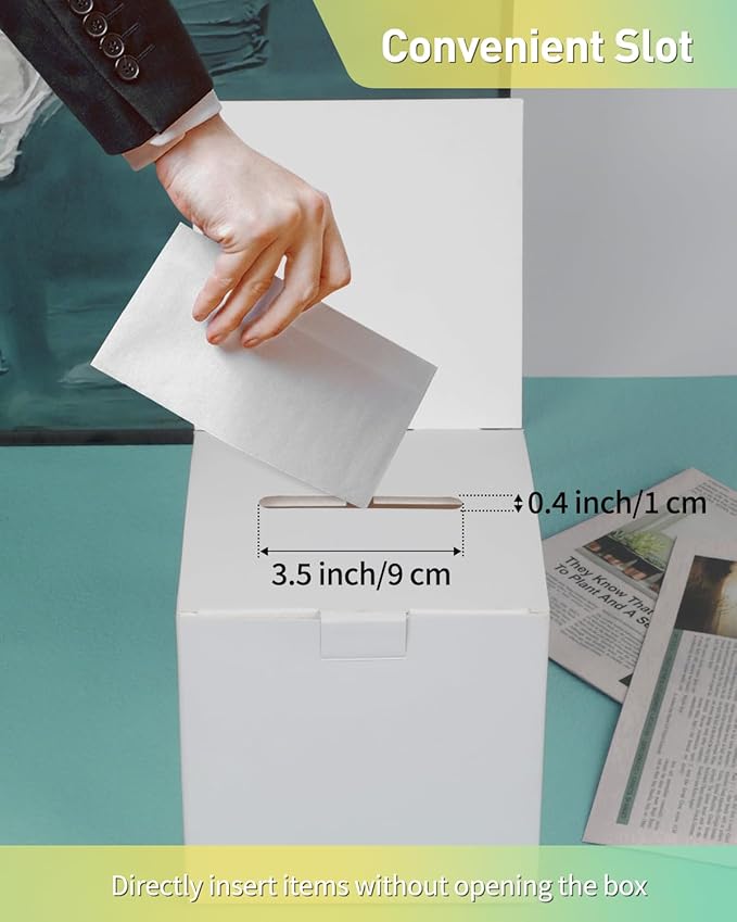 Uniclife 3 Pack Ballot Boxes with Slot 6" x 6" x 6" Suggestion Box Raffle Boxes Donation Box for Fundraising White Cardboard Boxes with Removable Header for Business Voting Collecting Card