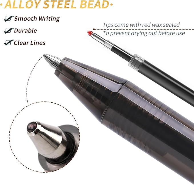 Black Gel Pens Bulk, 60 Pack Retractable Gel Ink Pens, Black Ink 0.7mm Fine Point Smooth Writing No Smear Quick Dry, Click Gel Roller Pens for Teachers Students, Office School Supplies