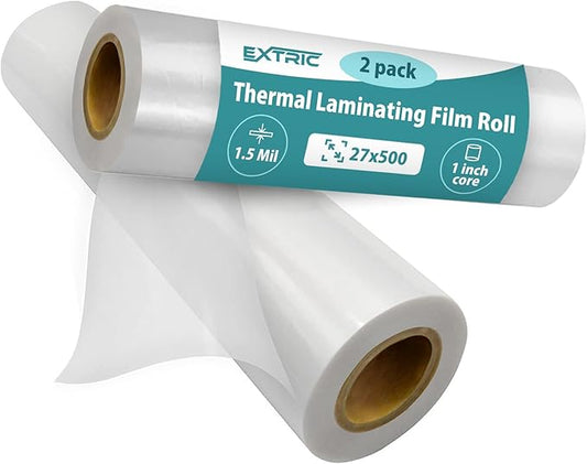 Laminating Film - 2 Pack Glossy Thermal Laminating Roll Easy-Load, 27x500 Inch Laminate Roll - 1" Core, 1.5 Mil