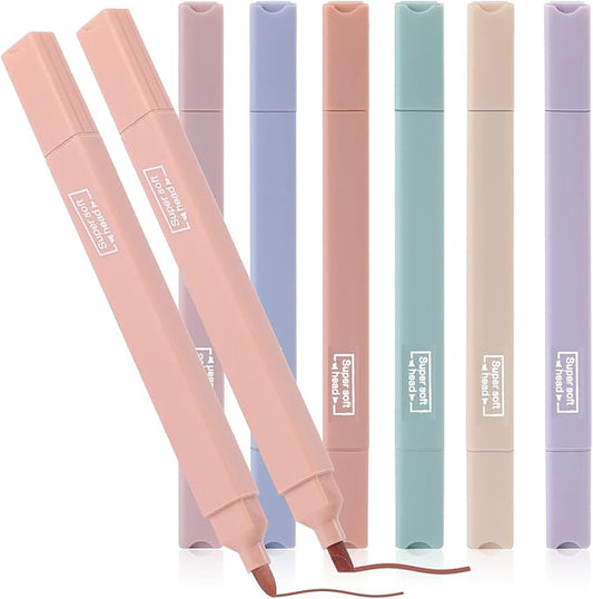 6pcs Pastel Highlighters Aesthetic Cute Highlighters Double Head Highlighter Assorted Colors Soft Chisel Tip Marker for Diary Plan Notes