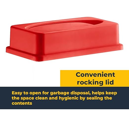 3 pack 23 Gallon Heavy-Duty Trash Can with Swing Lid, Durable Waste Container, Slim Rectangular Garbage Bin, Recycling Bin, Plastic Wastebasket for Kitchen, Garage, Hotels, Restaurants, Office