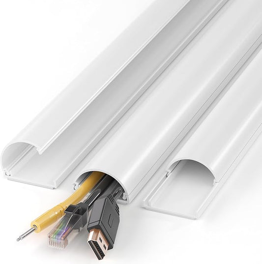 Cord Hider 39in (3 x L13in), Cable Hider for 2-4 Cords, Cord Covers for Wires on Wall, Wire Covers for Cords Wall Mount TV, Cable Cover Wall Wire Hider for Cords, Cable Raceway White W1.4inxH0.7in