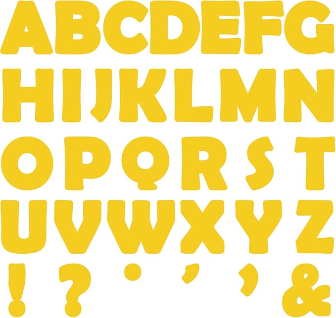 Qyeahkj 150 PCS Large 6" Font Bulletin Board Letters Pure Yellow Punctuation Cutouts Combo Set Letters Border Decoration for Classroom Alphabet Poster Wall Bulletin Board Display Home School Decor